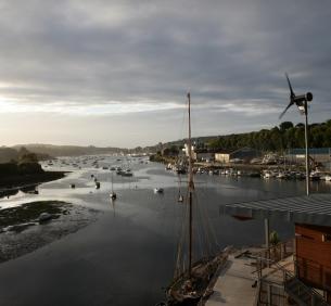 Yoga Classes - the view penryn River from the ZedShed with a cloudy sky